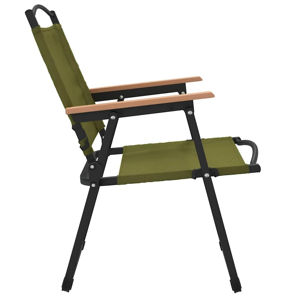 Camping Chairs 2 pcs Green Oxford Fabric Folding C36446