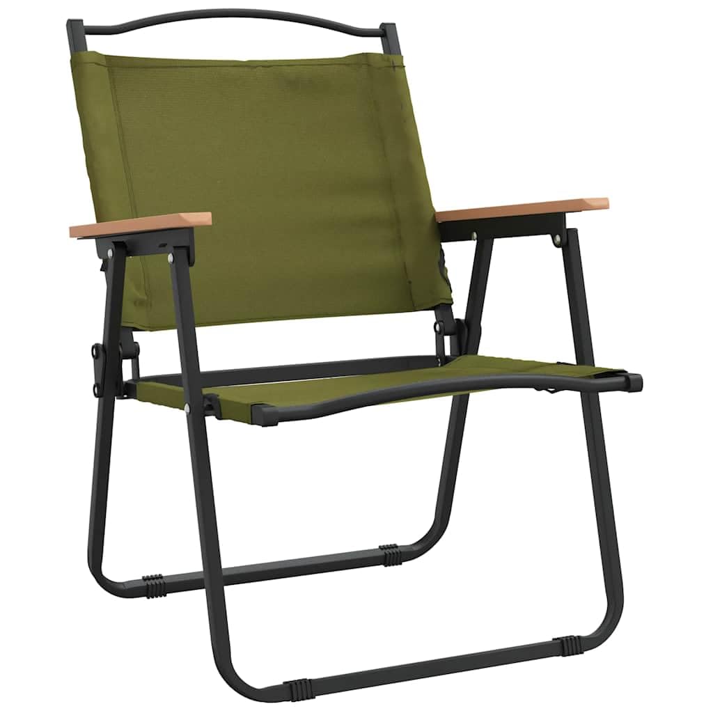 Camping Chairs 2 pcs Green Oxford Fabric Folding C36446