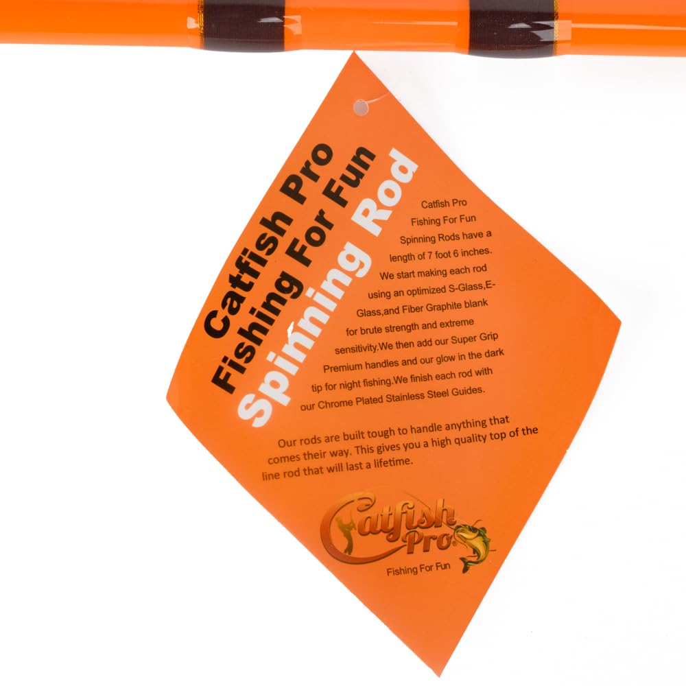 7'6" One-Piece Orange Medium Heavy Action Spinning Fishing Rod U1408