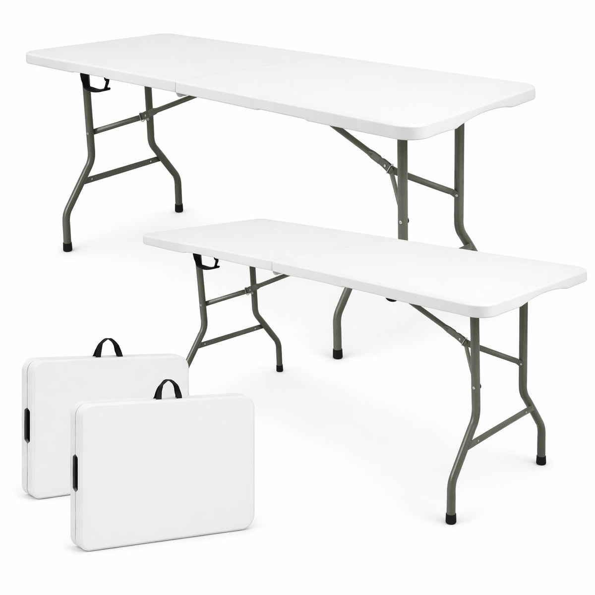 Set of 2 White 6 FT Folding Plastic Table A355