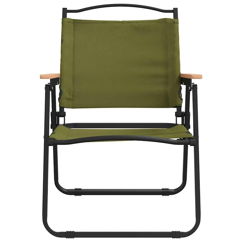 Camping Chairs 2 pcs Green Oxford Fabric Folding C36446