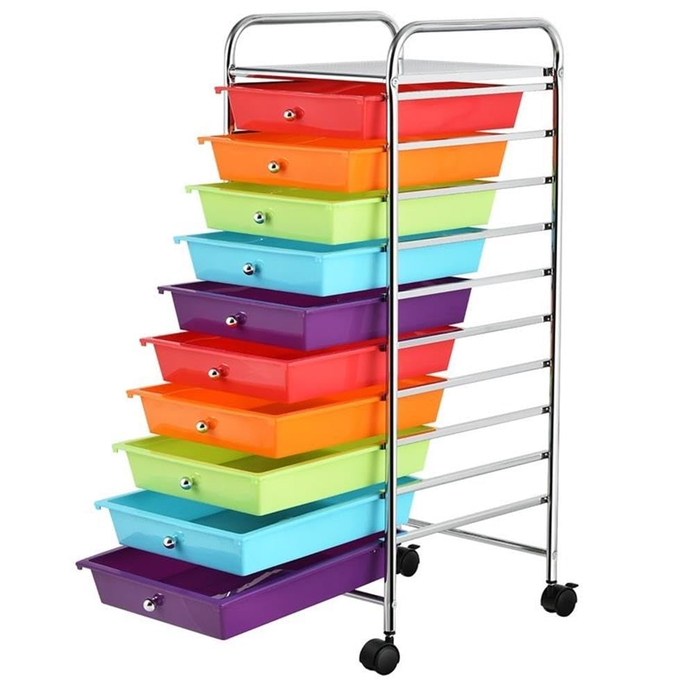 10 Drawer Rolling Storage Cart with Locking Casters O614486
