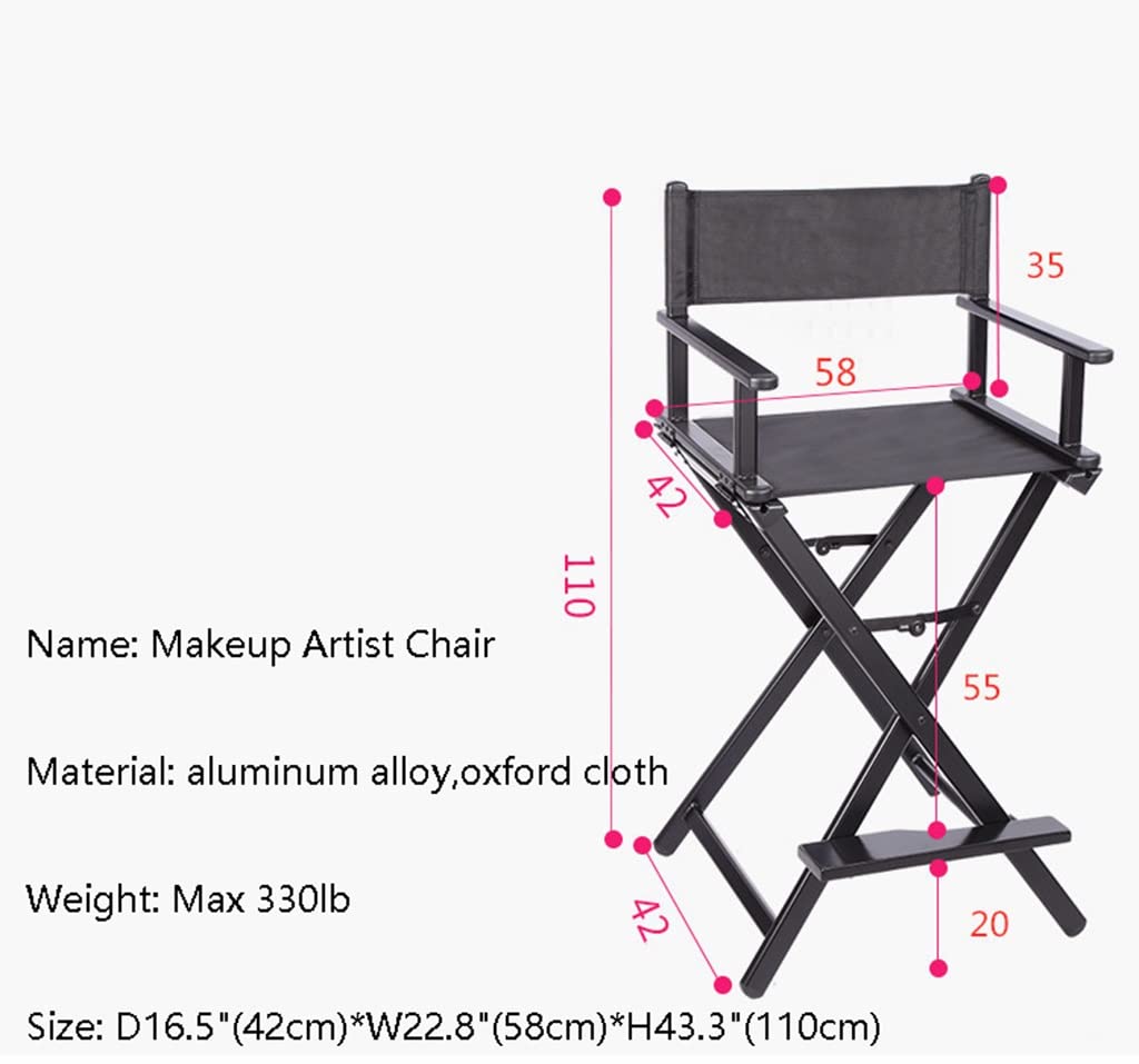 Pink Aluminum Foldable Makeup Artist Chair with Footrest O210085