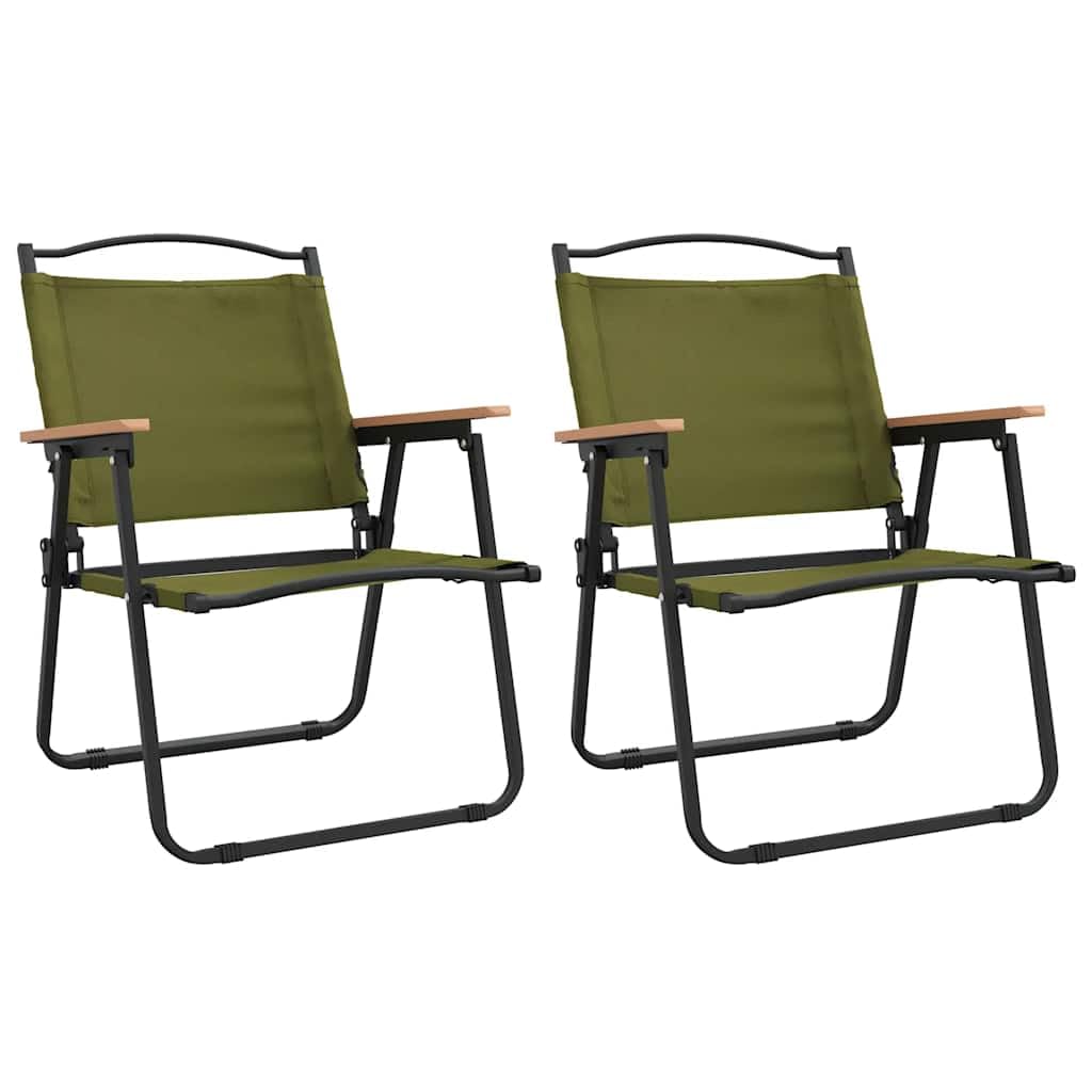 Camping Chairs 2 pcs Green Oxford Fabric Folding C36446