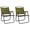 Camping Chairs 2 pcs Green Oxford Fabric Folding C36446