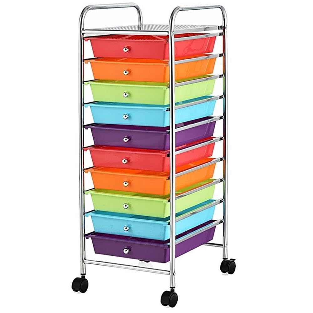 10 Drawer Rolling Storage Cart with Locking Casters O614486
