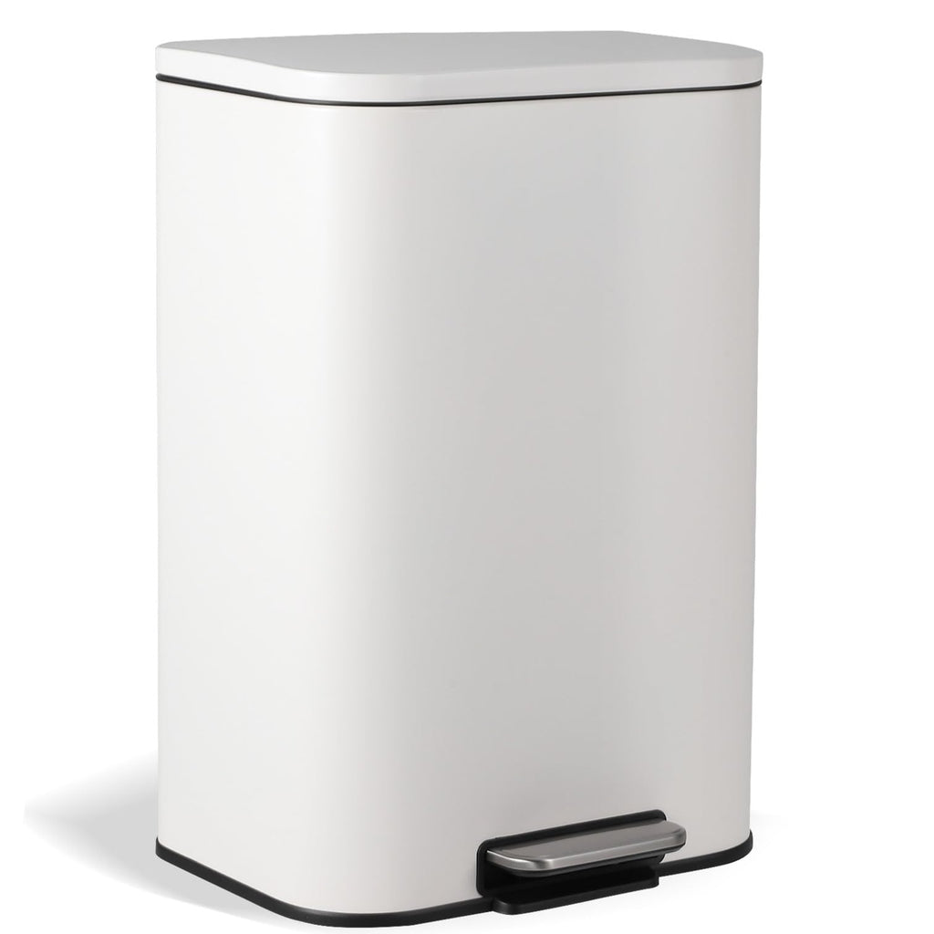 13.2 Gallon White Stainless Steel Step Trash Can I30528