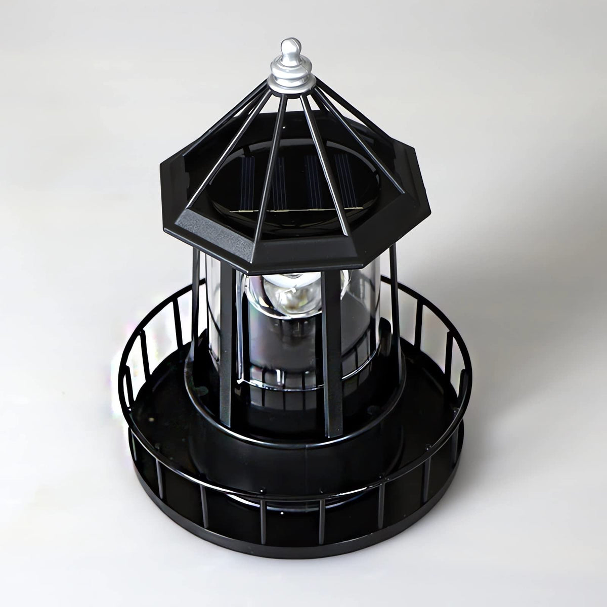 Black Solar Rotating Lighthouse Lamp F549220