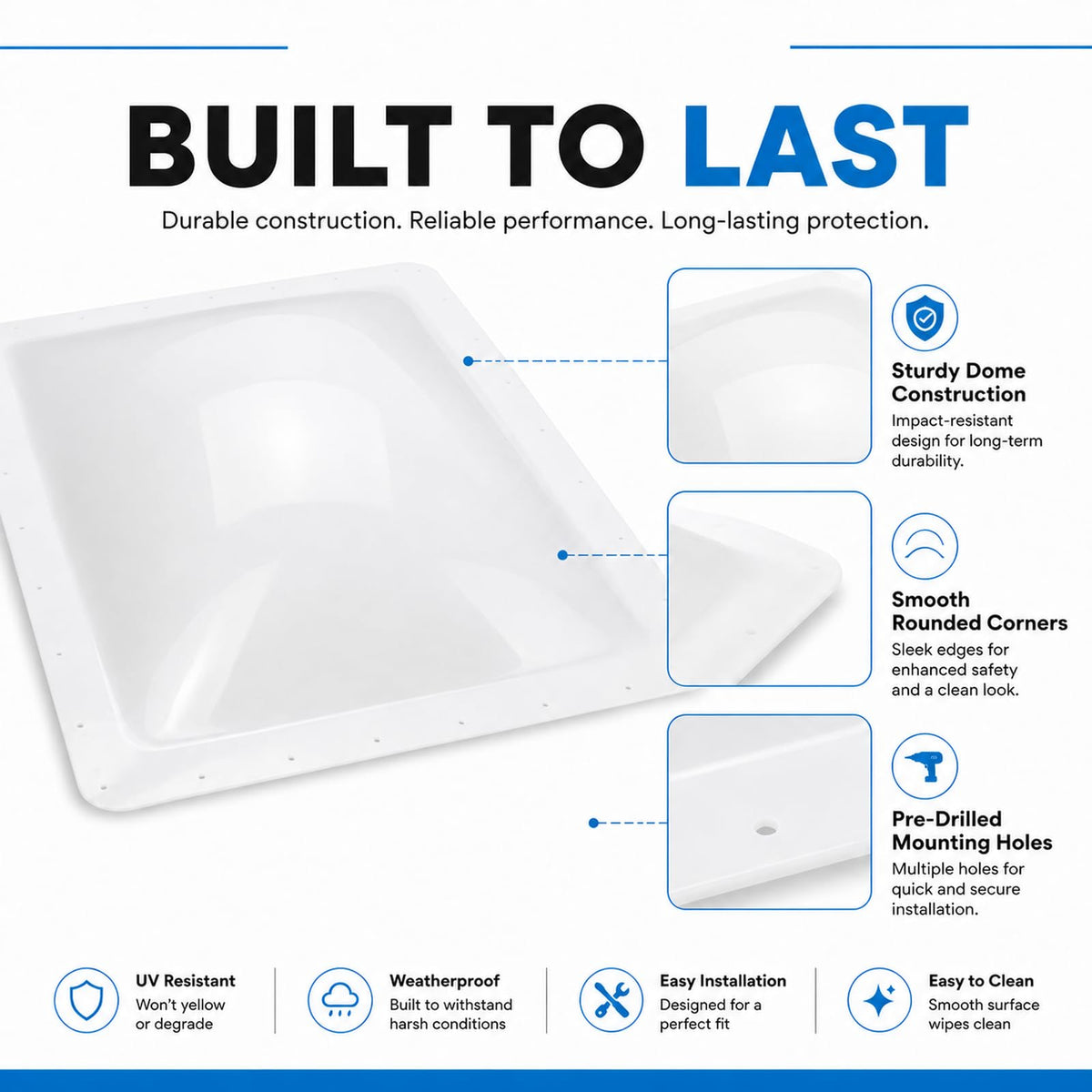 RV Skylight Replacement 22" x 34" Outer Dome Cover Z1334