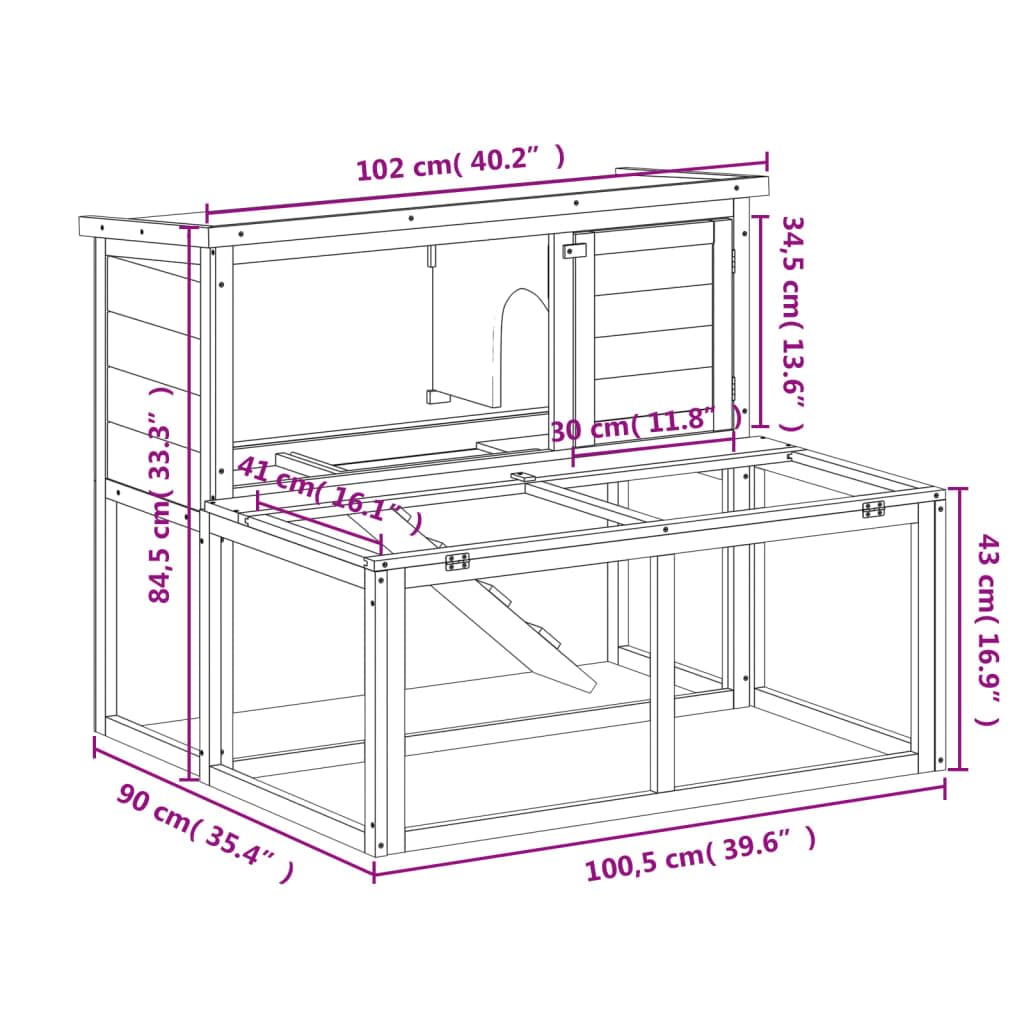 Wooden Rabbit Hutch 2-Tier Small Animal Cage G8029