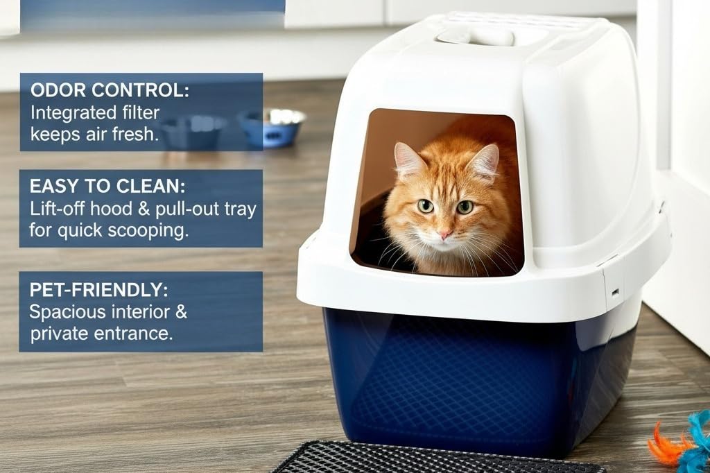 Extra-Large Enclosed Hooded Cat Litter Box A219