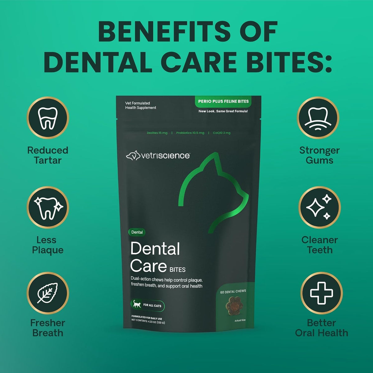 Chicken Dental Care Chews for Cats, 60 Count R909564