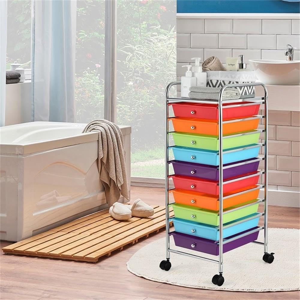 10 Drawer Rolling Storage Cart with Locking Casters O614486