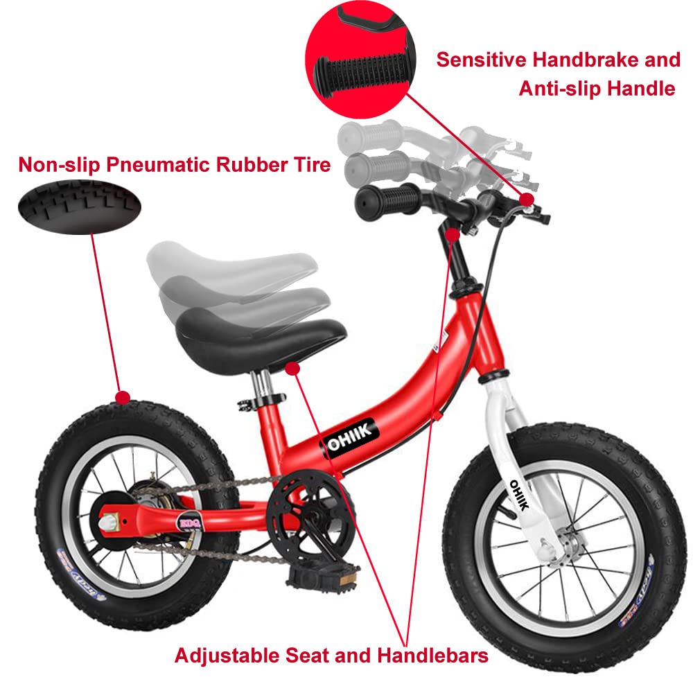 2 in 1 Balance Bike with Pedal Kit, Training Wheels, Brakes E32163