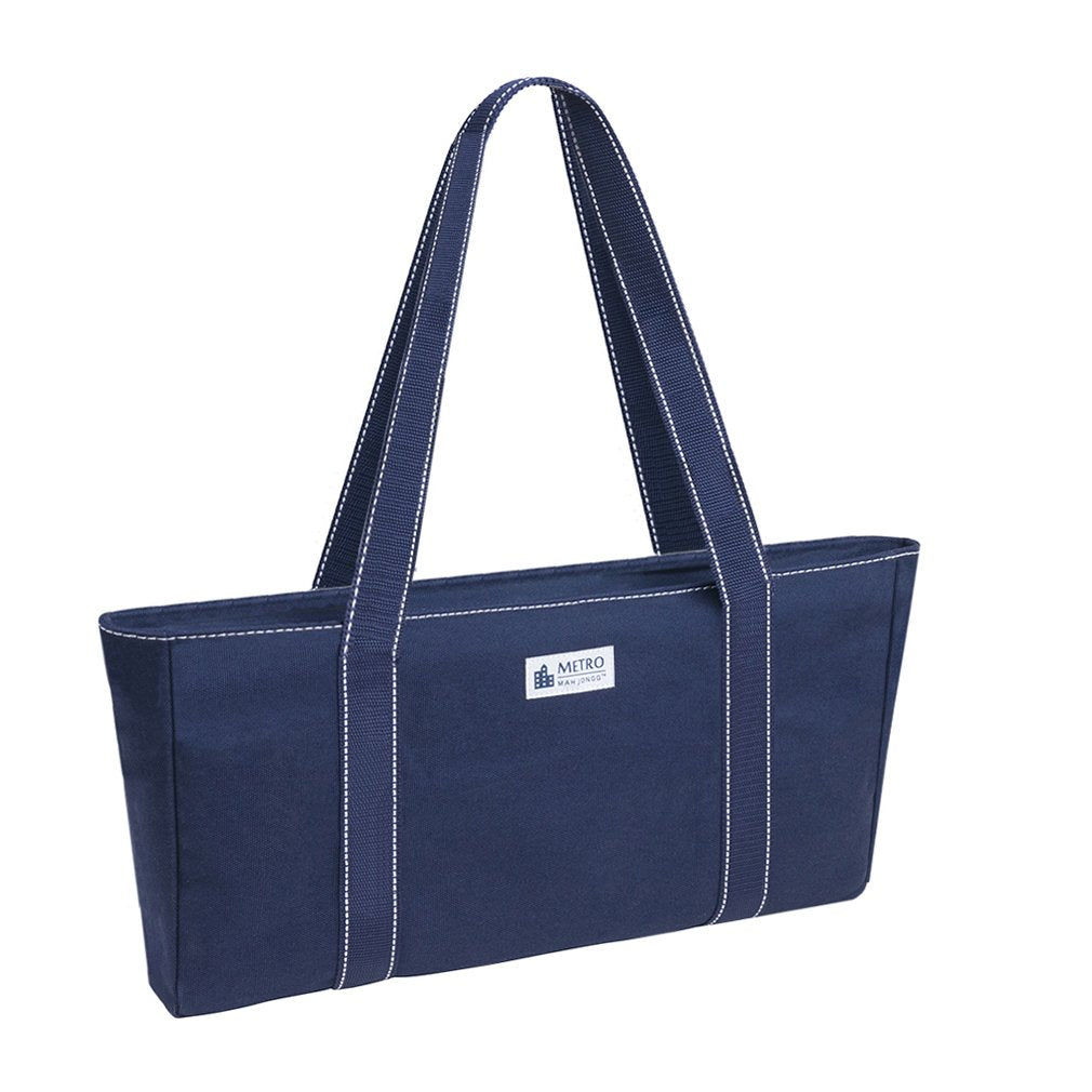 American Mah Jongg Set - 166 White Tiles, 4 Rack/Pushers, Blue Canvas Bag I88550