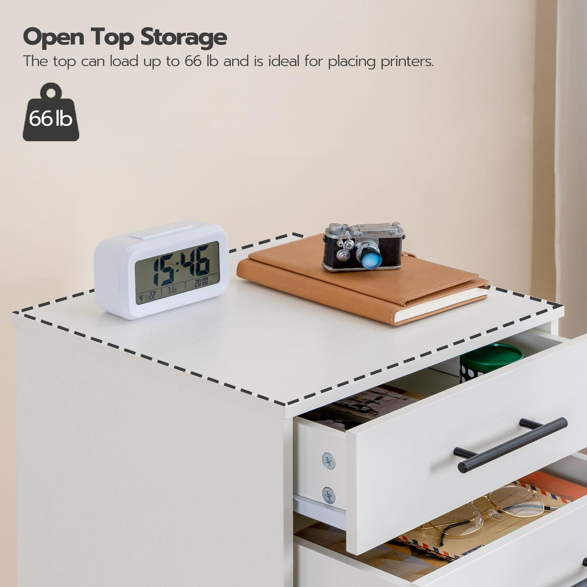 White 7 Drawer Wood File Cabinet Z1631