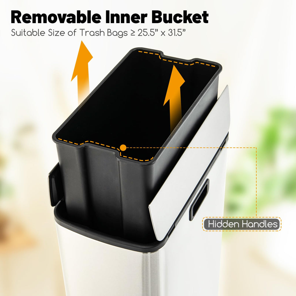 12 Gallon Stainless Steel Kitchen Trash Can D8154