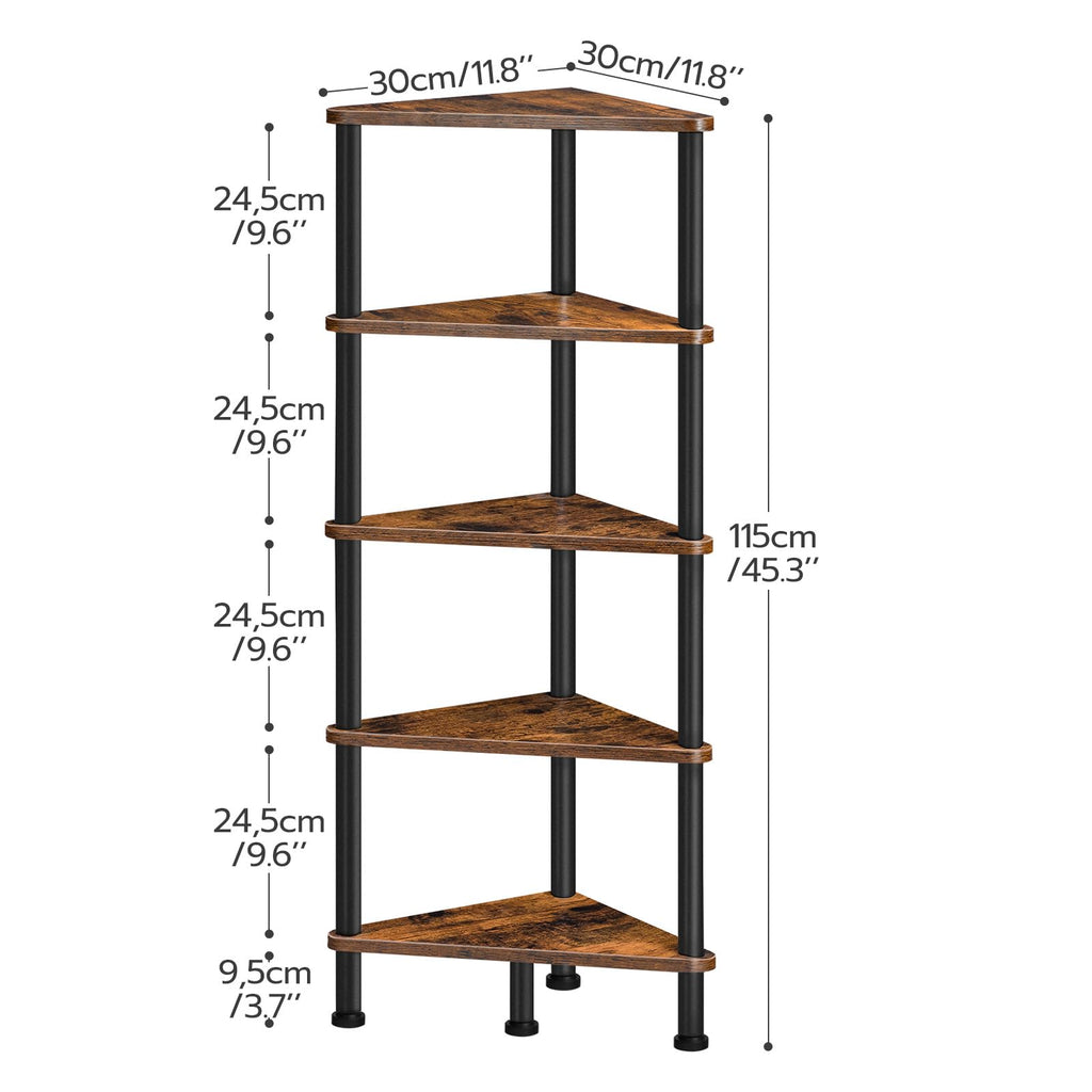 5-Tier Corner Bookshelf with Metal Frame M611