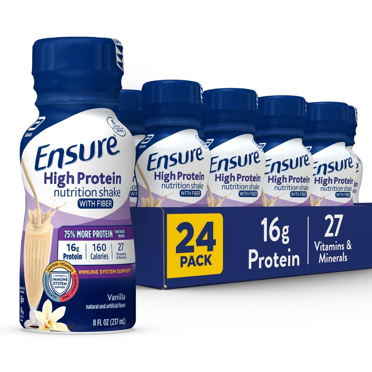 High Protein Nutritional Shake With Fiber, 16g Protein, Meal Replacement Shake, 24 Pack Q40306