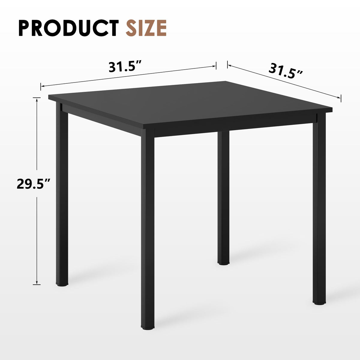 Small Square Dining Table 31.5inch Black J520