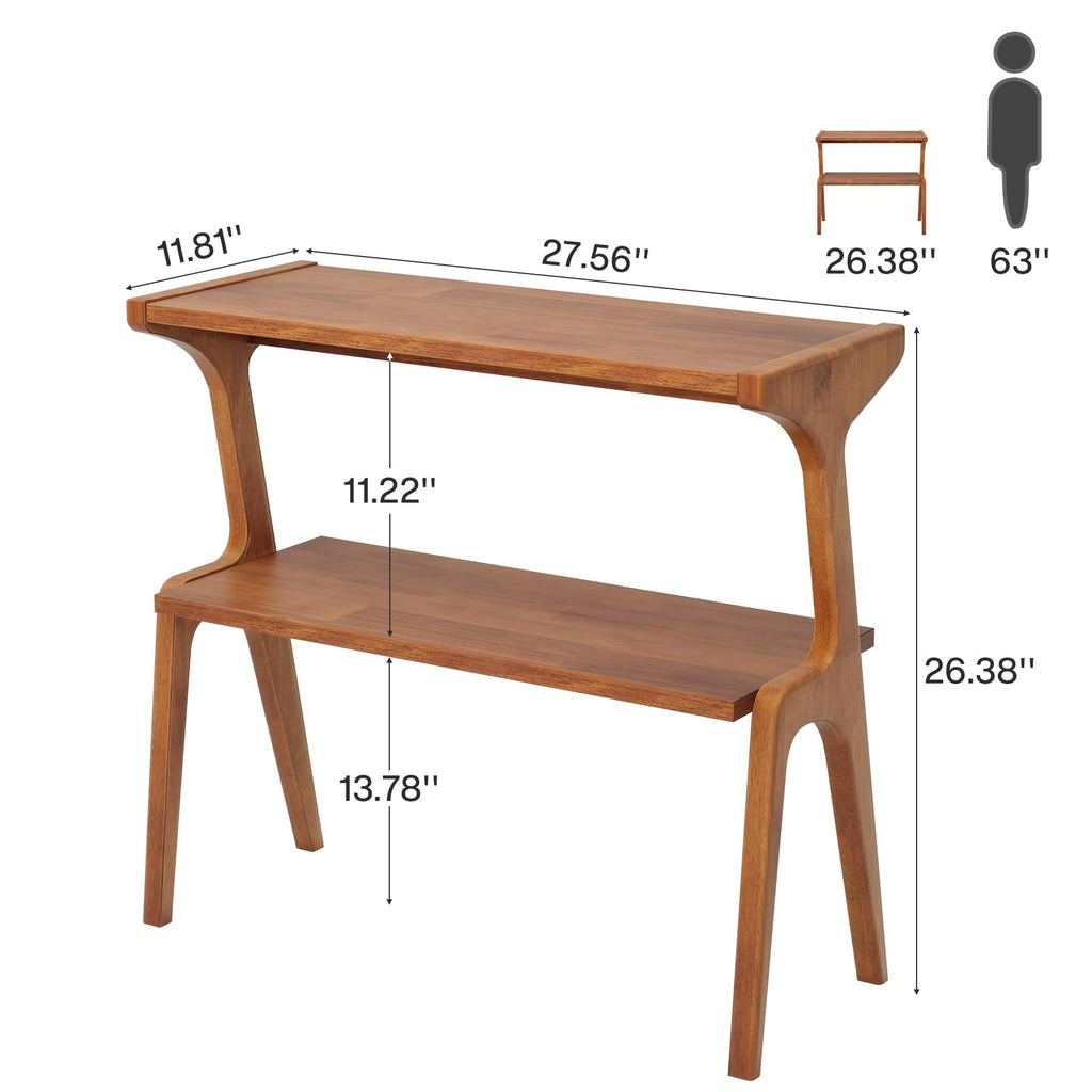Wood 2-Tier End Table with Storage Shelves G983795