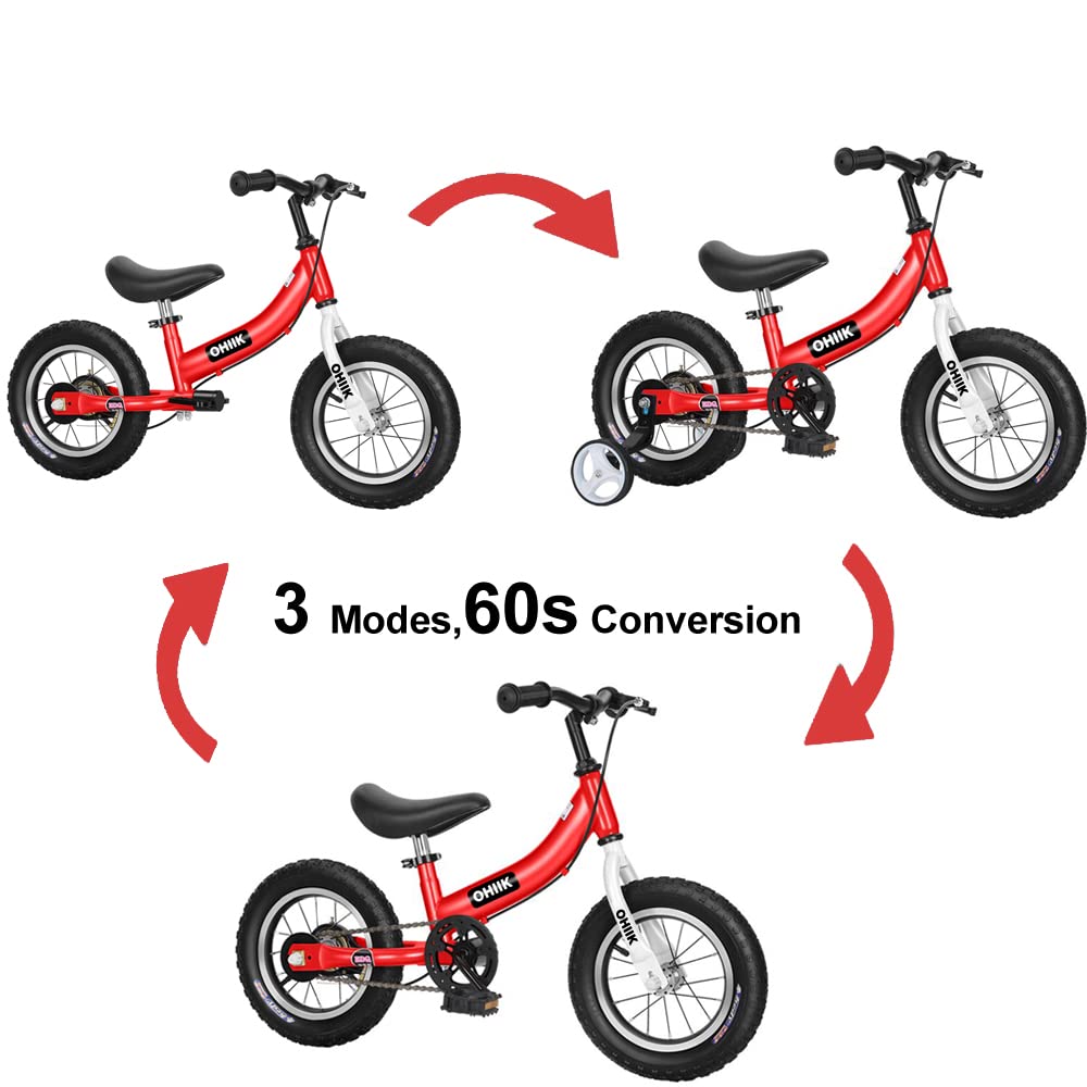 2 in 1 Balance Bike with Pedal Kit, Training Wheels, Brakes E32163