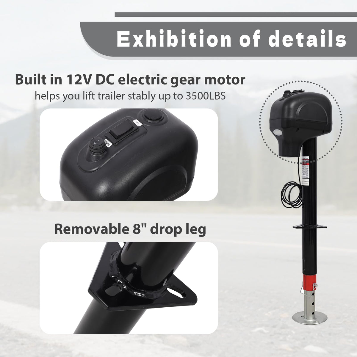 Electric Power Tongue Jack 3500lbs 12V DC F43339