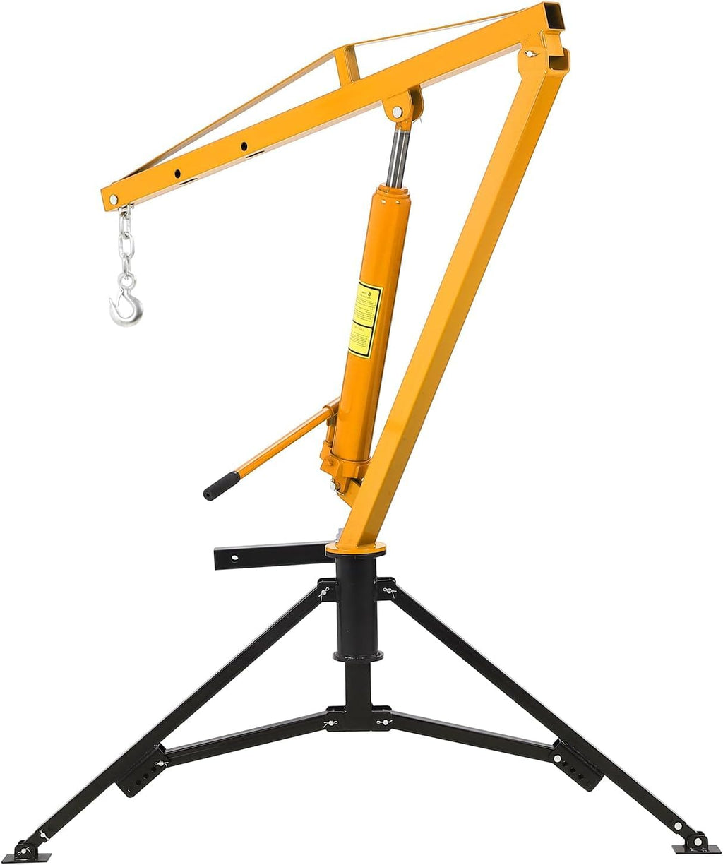Hydraulic Hitch Mounted Pickup Truck Crane, 1000 Lbs Capacity, 360° Swivel, Yellow L8884