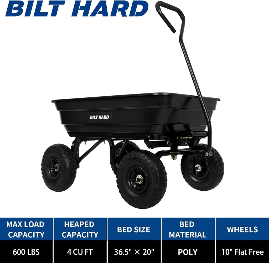 4 Cu.Ft. Poly Yard Dump Cart with 180° Rotating Handle A9041