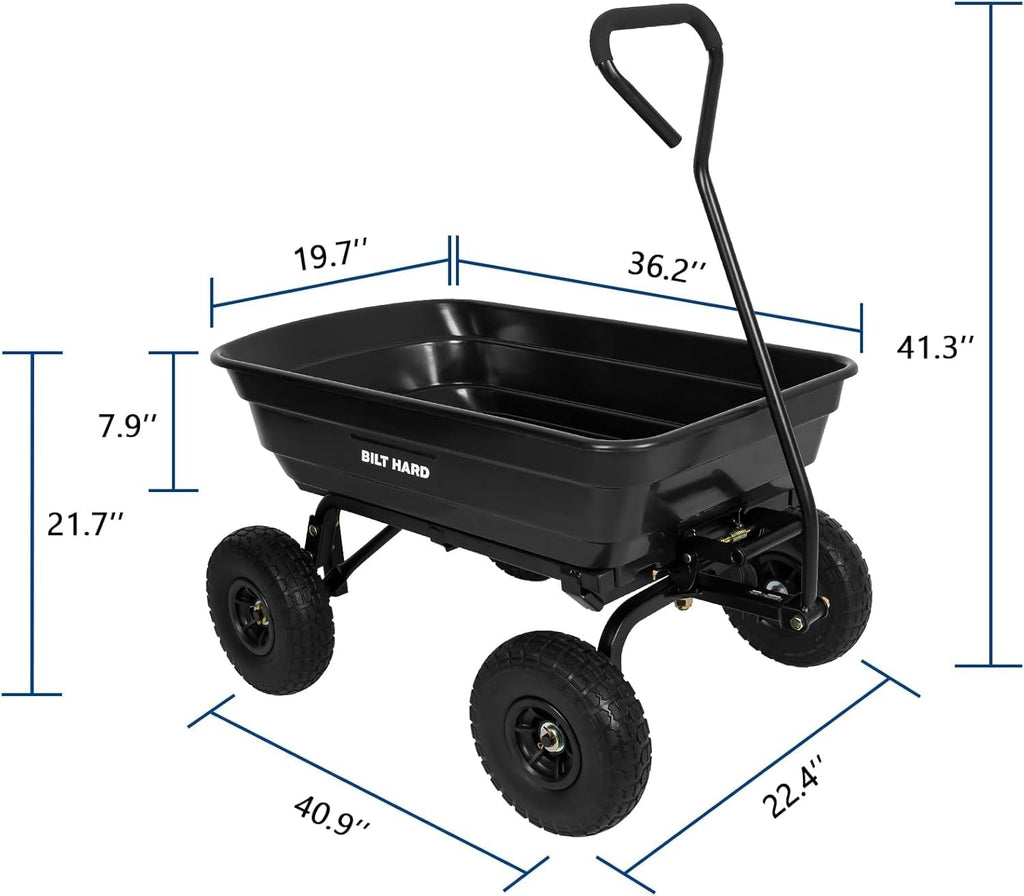4 Cu.Ft. Poly Yard Dump Cart with 180° Rotating Handle A9041