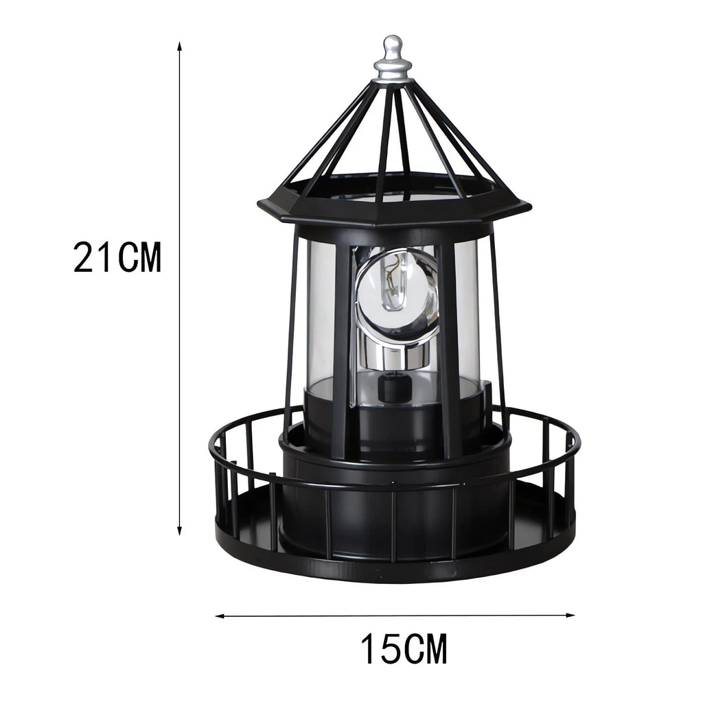 Black Solar Rotating Lighthouse Lamp F549220