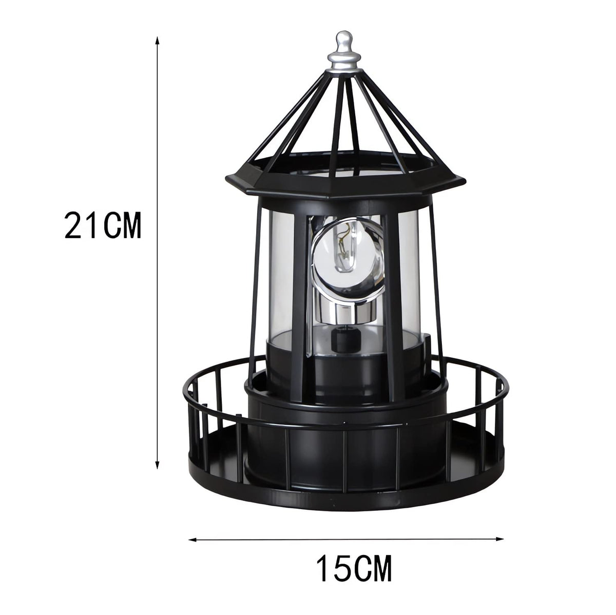 Black Solar Rotating Lighthouse Lamp F549220