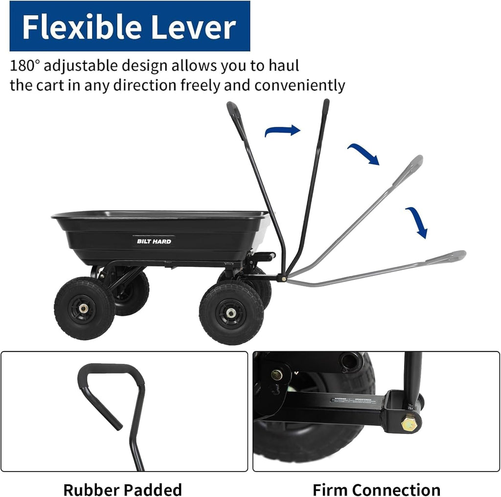 4 Cu.Ft. Poly Yard Dump Cart with 180° Rotating Handle A9041