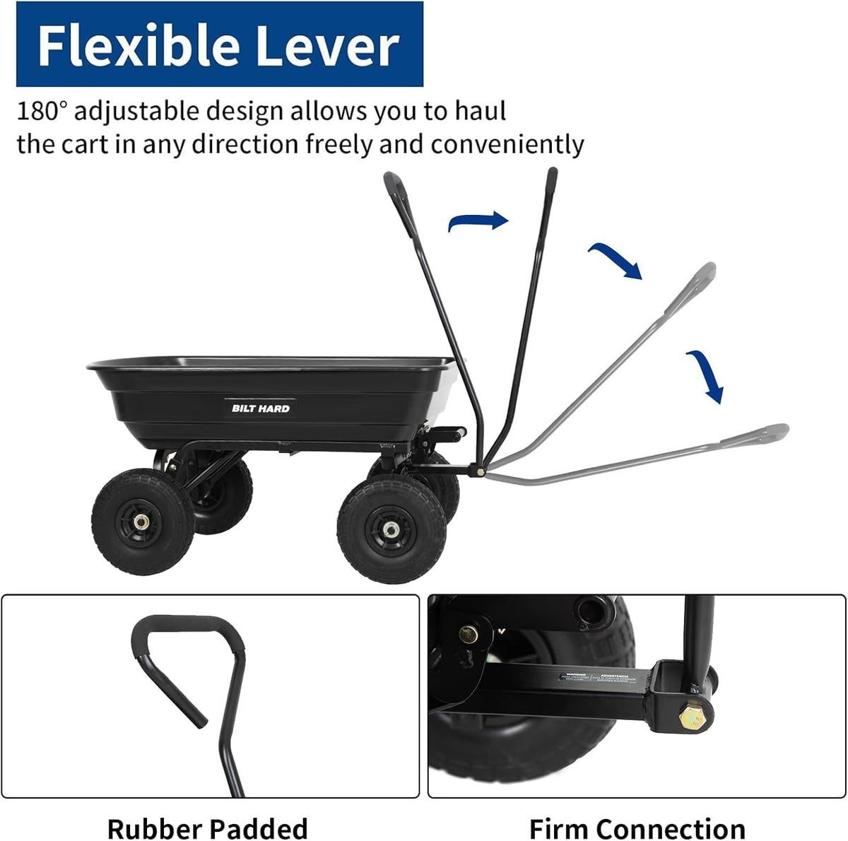 4 Cu.Ft. Poly Yard Dump Cart with 180° Rotating Handle A9041