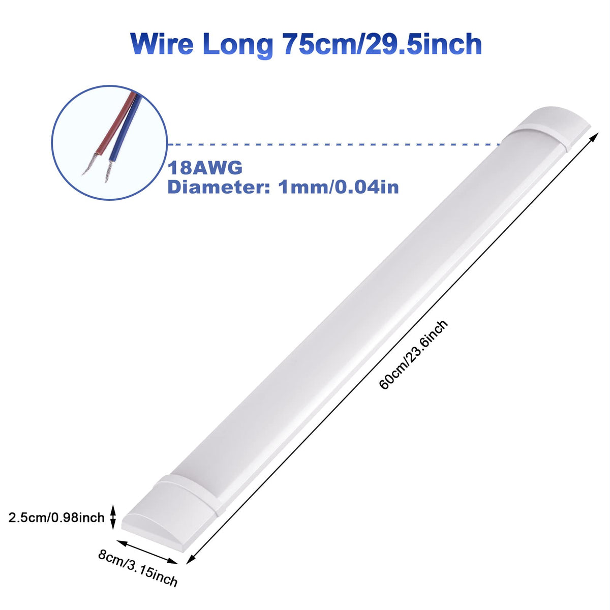 20W 2ft LED Tube Light 1500lm 3000K Neutral White S60785