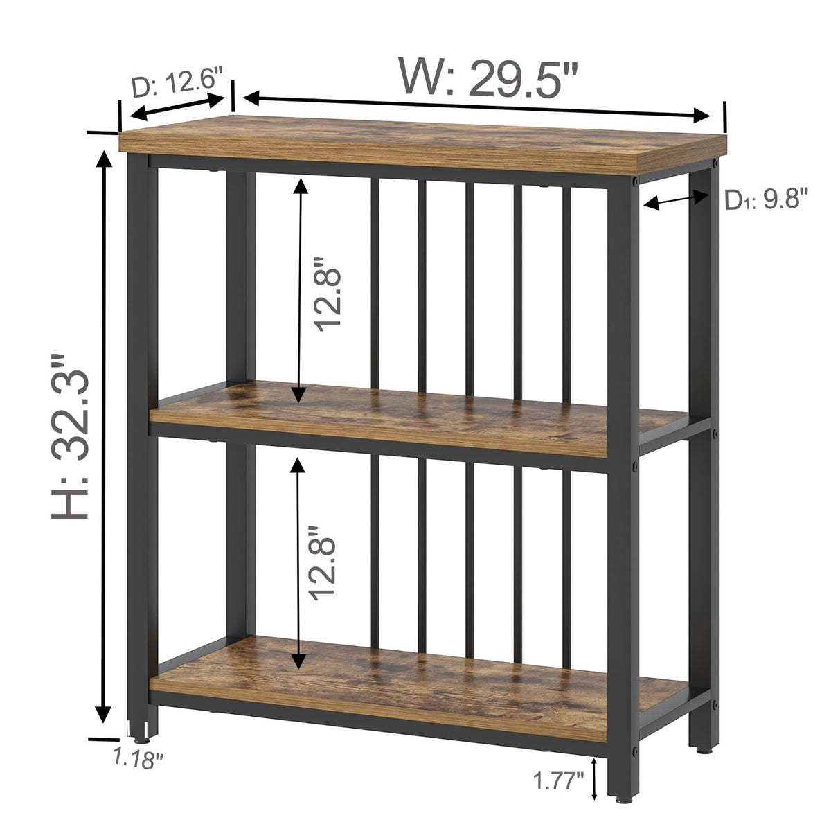 3 Tier Wood and Metal Bookshelf X257016