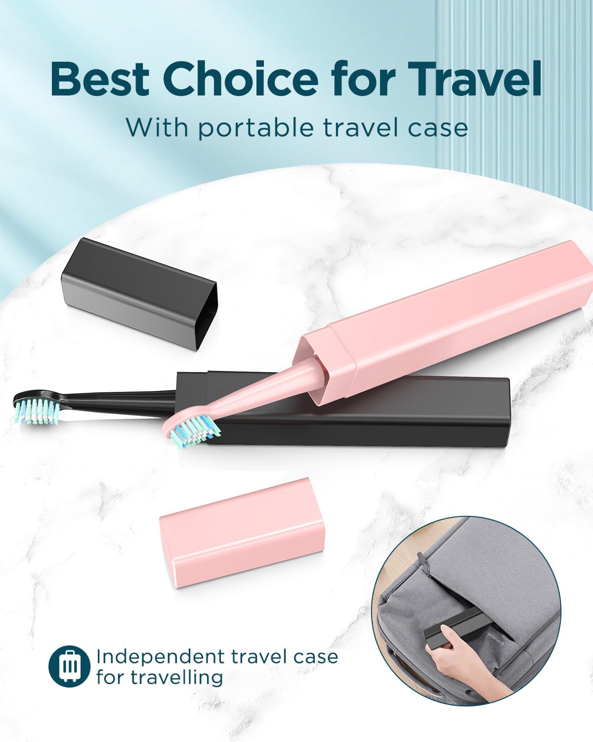 2 Pack Rechargeable Electric Toothbrush with 12 Brush Heads & 2 Travel Case R59655