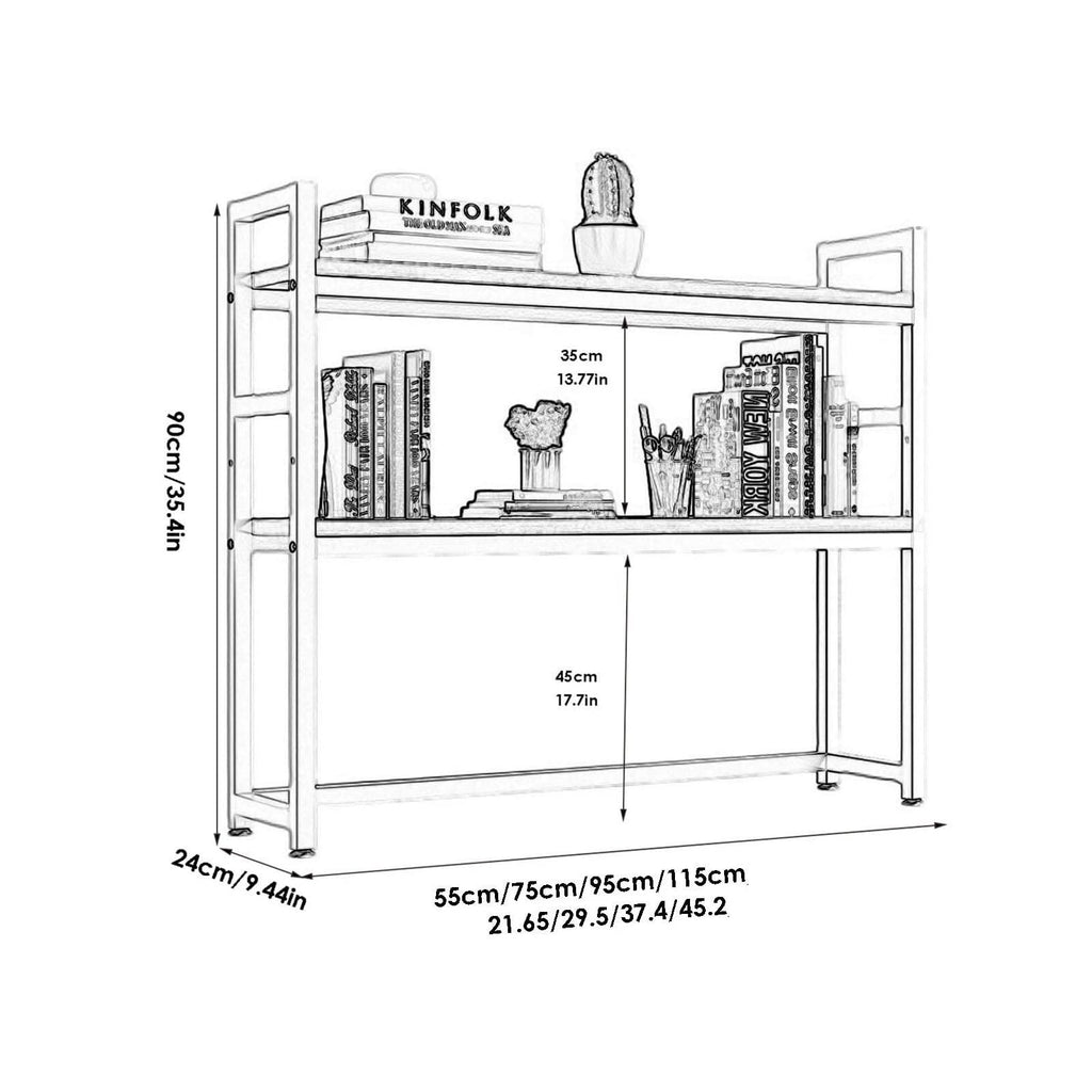 Solid Wood 2 Tier Bookshelf Desk H68622