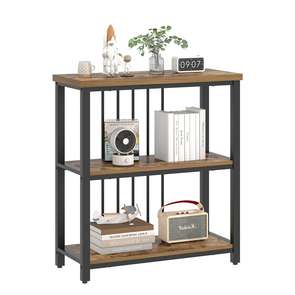 3 Tier Wood and Metal Bookshelf X257016