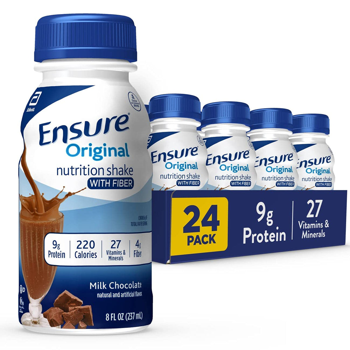High Protein Nutritional Shake With Fiber, 16g Protein, Meal Replacement Shake, 24 Pack Q40306