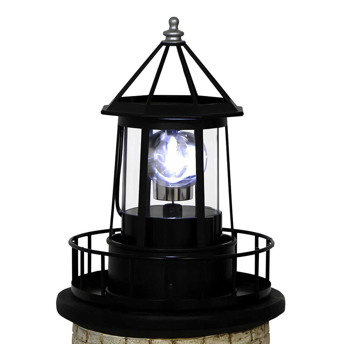 Black Solar Rotating Lighthouse Lamp F549220