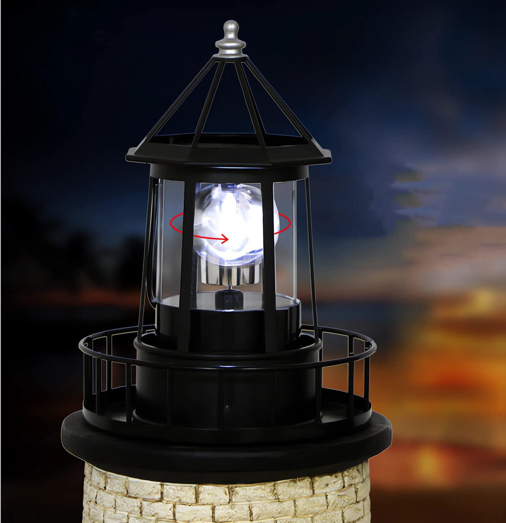 Black Solar Rotating Lighthouse Lamp F549220