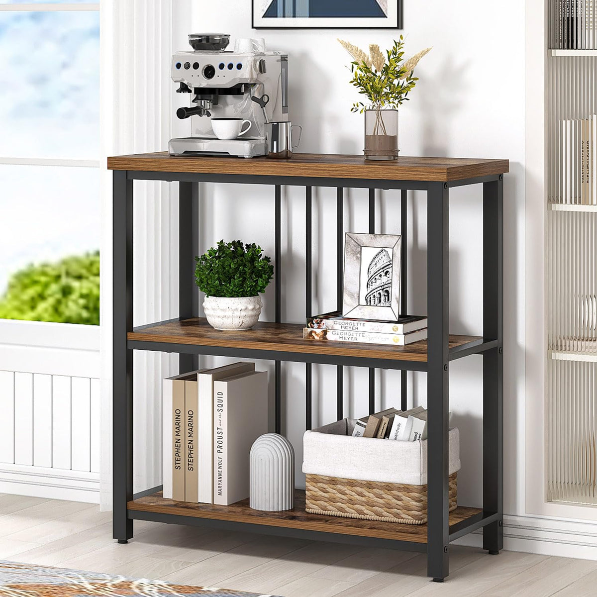 3 Tier Wood and Metal Bookshelf X257016