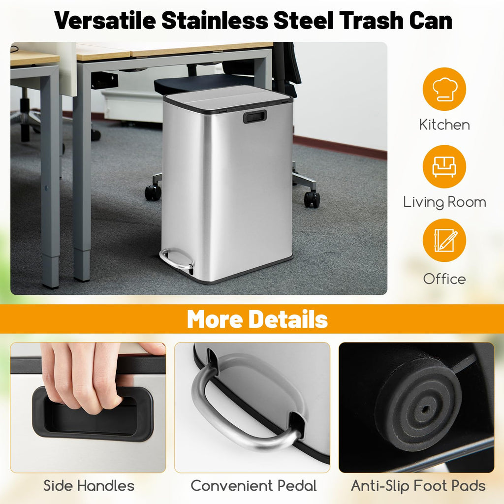 12 Gallon Stainless Steel Kitchen Trash Can D8154