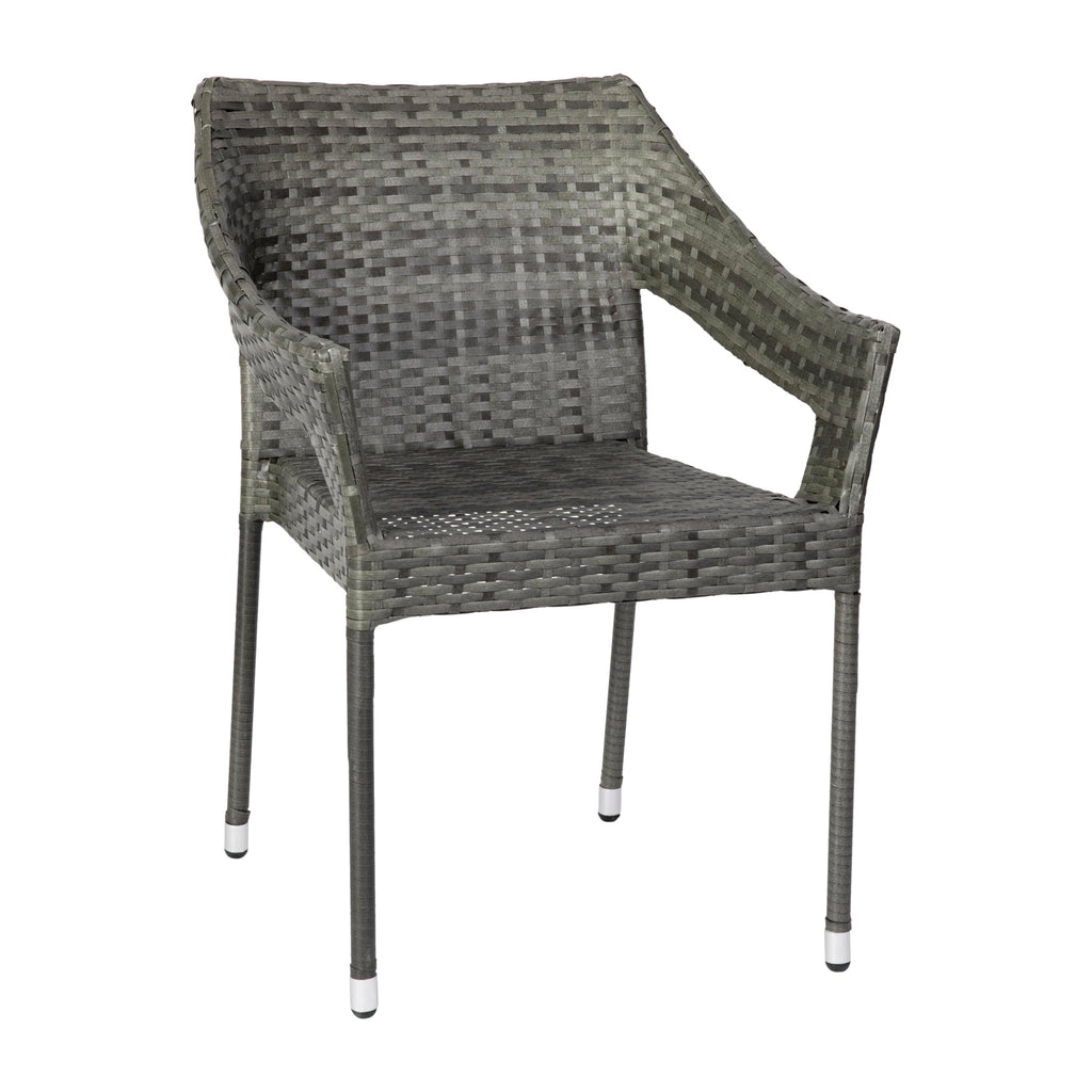 Gray PE Rattan Patio Dining Chair 2-Pack R451