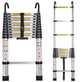 12.5 FT Aluminum Telescoping Ladder with 2 Hooks E158368