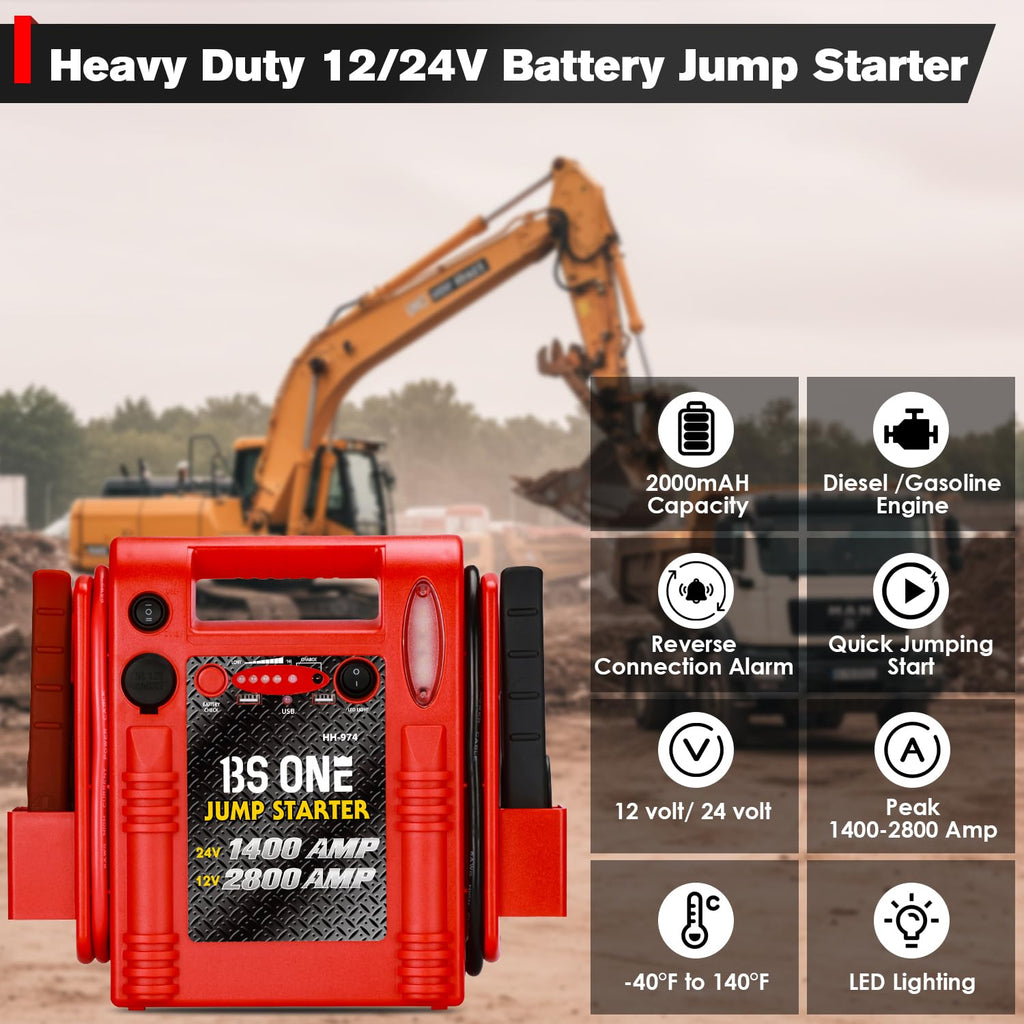 24V / 12V Heavy Duty Jump Starter with USB/DC Output and LED Light N4631