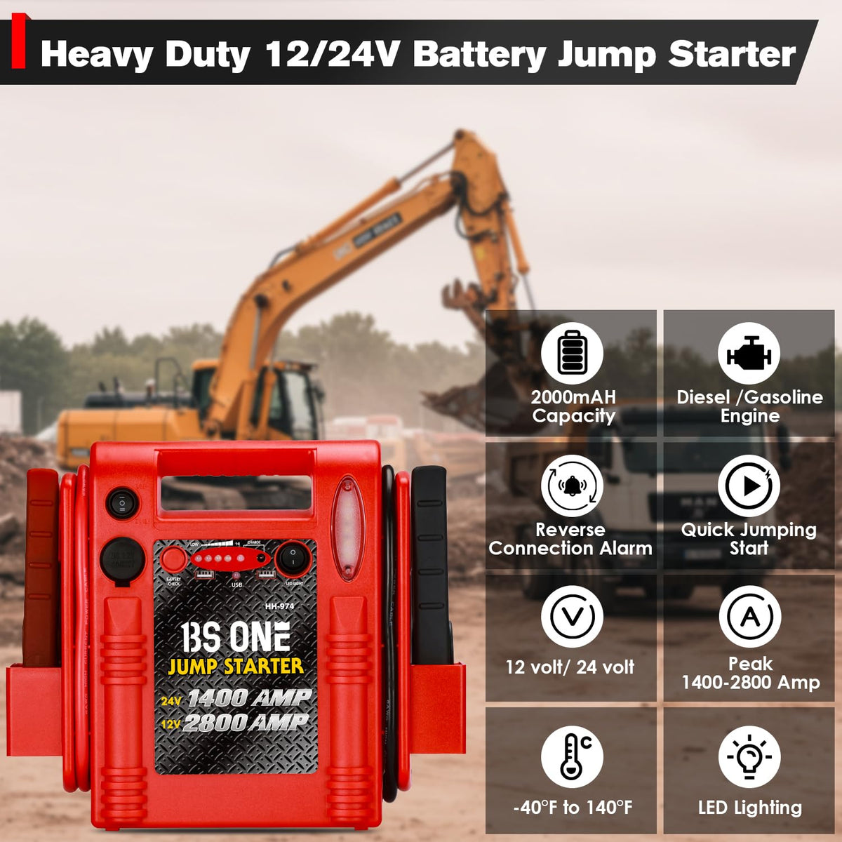 24V / 12V Heavy Duty Jump Starter with USB/DC Output and LED Light N4631