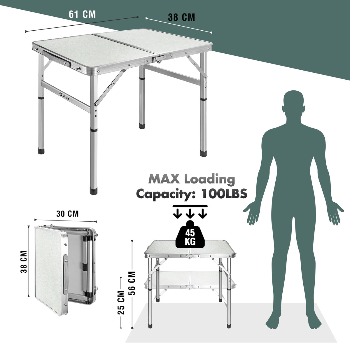 Folding Camping Table with Adjustable Legs W127