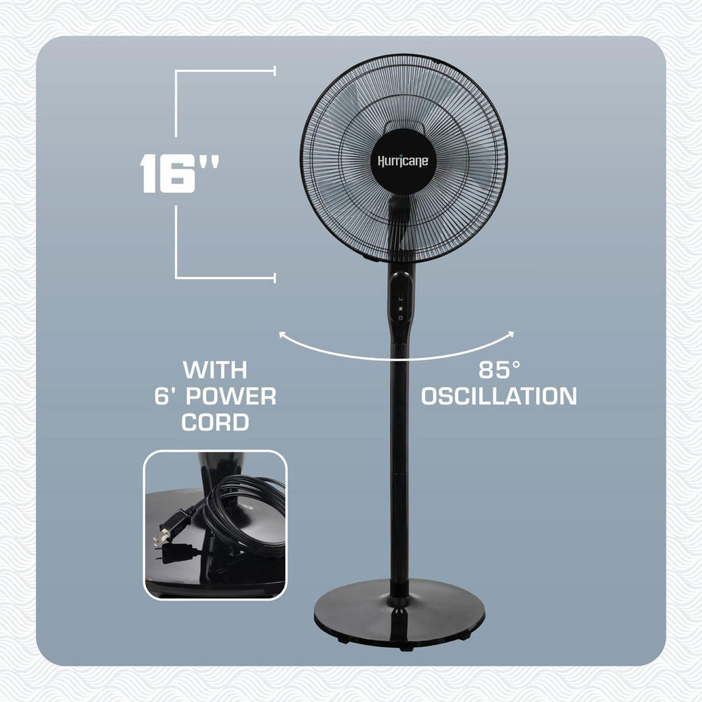 Black 16in Oscillating Pedestal Fan with Remote W38627